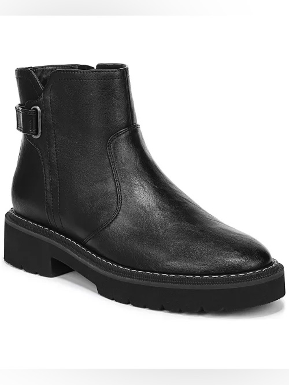 Naturalizer Black Leather Lug Sole Ankle Boot Size 9